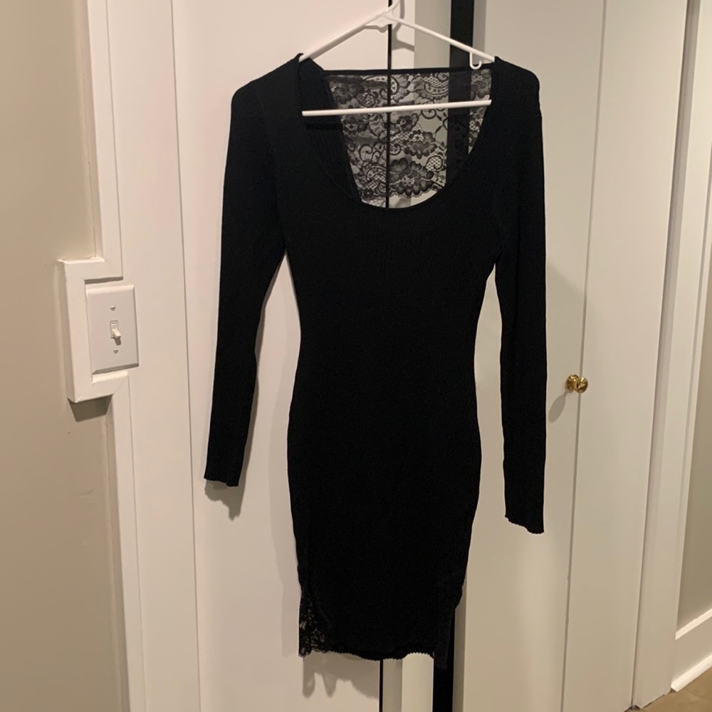 Knit and lace long sleeve dress